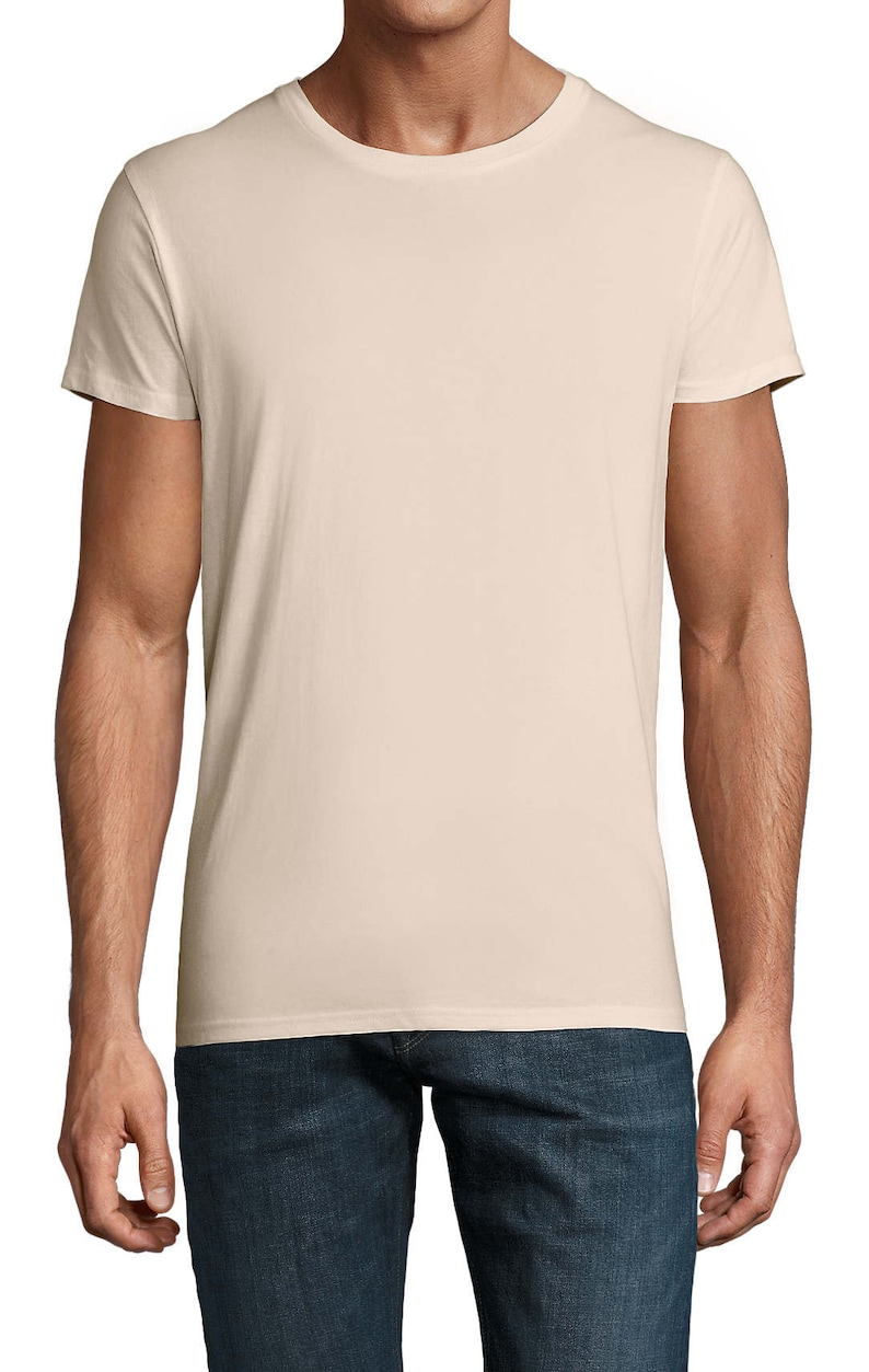 T-shirts unis en coton biologique vierge pour hommes, taille XS à 5XL Natural