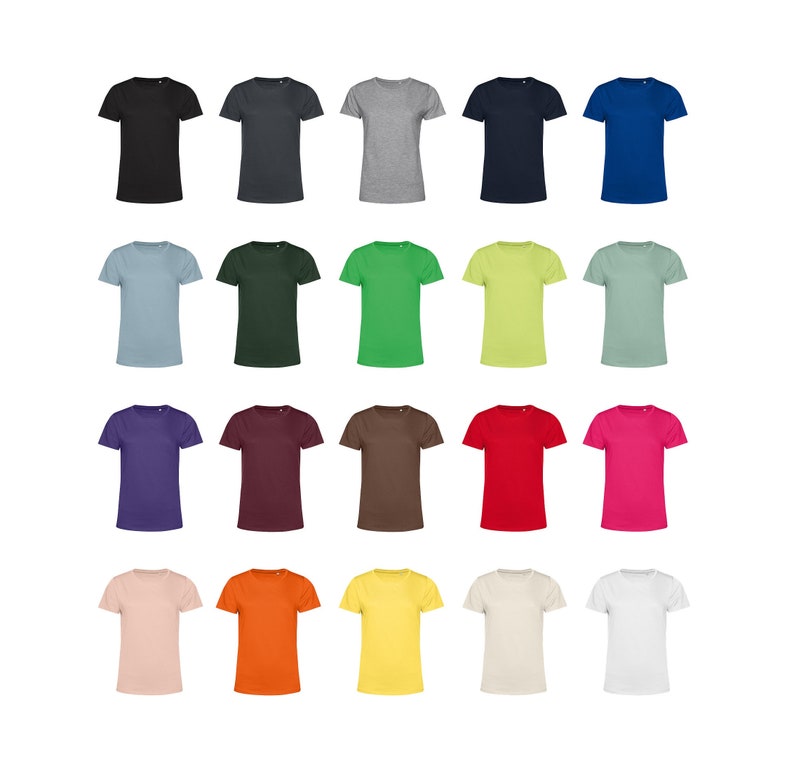 T-shirts unis en coton biologique vierge pour femmes, taille XS à 3XL image 1