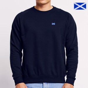 Organic Cotton Scottish Embroidery Flag Patch Sweatshirt, Football Sweatshirt, Birthday Gift, Scotland Sweatshirt, Size XS - 3XL