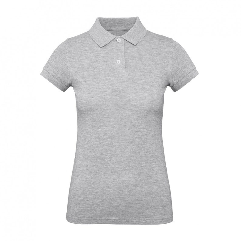 Blanko-Poloshirts für Damen aus Bio-Baumwolle, Größe XSXXL Heather Gray