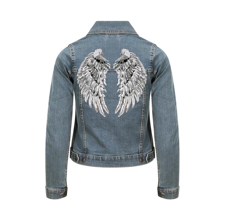 Angel Wings Denim Jacket, Sequin Wings Denim Jacket - Etsy Ireland