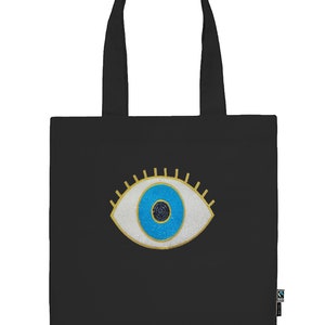 Organic Cotton Evil Eye Tote Bag, Evil Eye Sequin Bag, Evil Eye Organic Shoulder Bag, Bag Gift afbeelding 2
