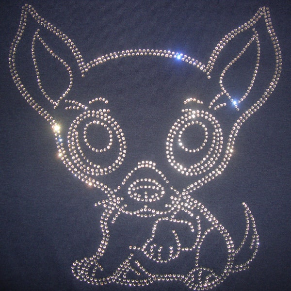 Chihuahua Dog Rhinestone T-shirt, Size XS - 8XL