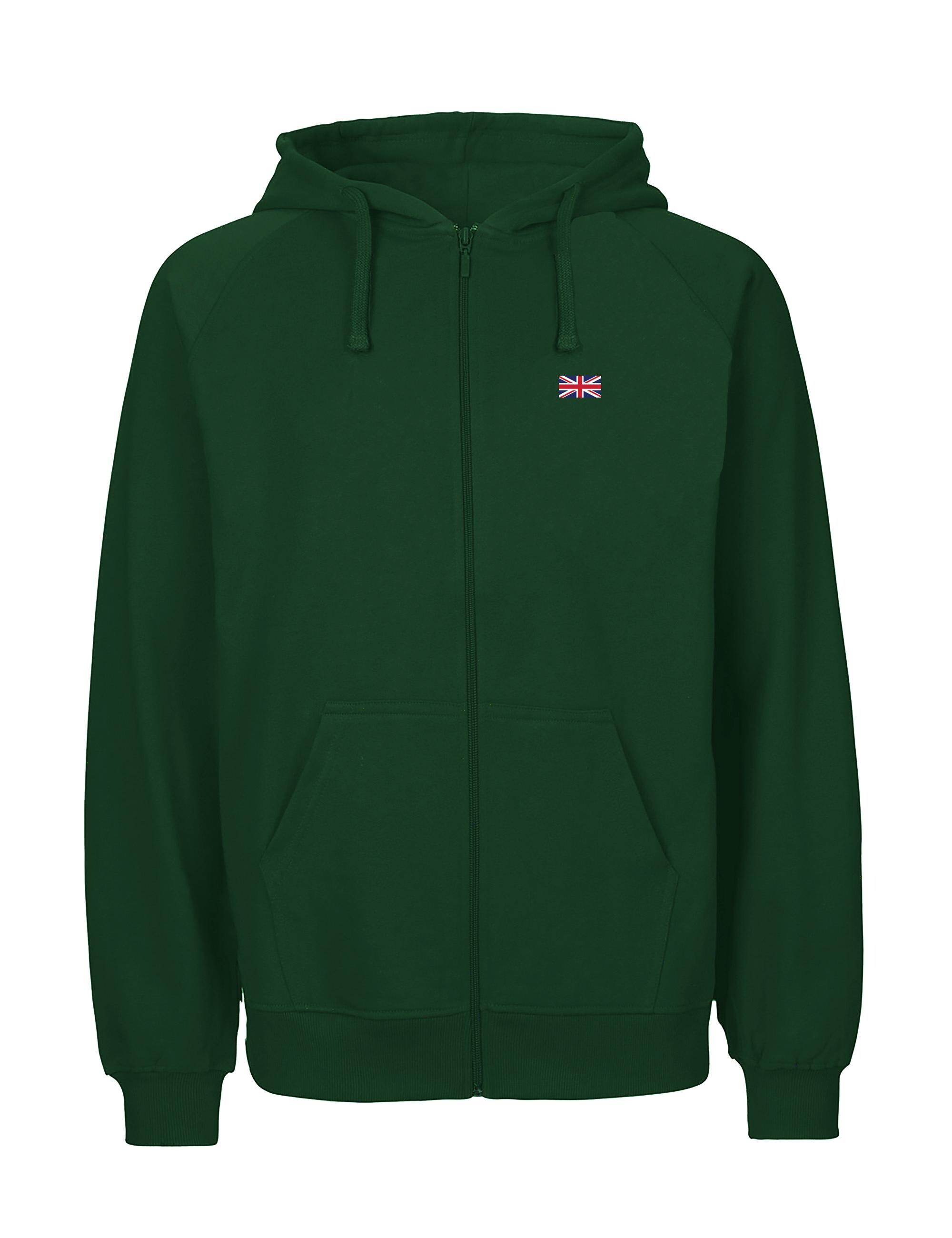 Organic Cotton Union Jack Flag Zipped Hoodie, British Flag Hoodie