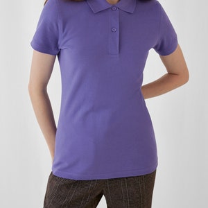 Blanko-Poloshirts für Damen aus Bio-Baumwolle, Größe XSXXL Lilac