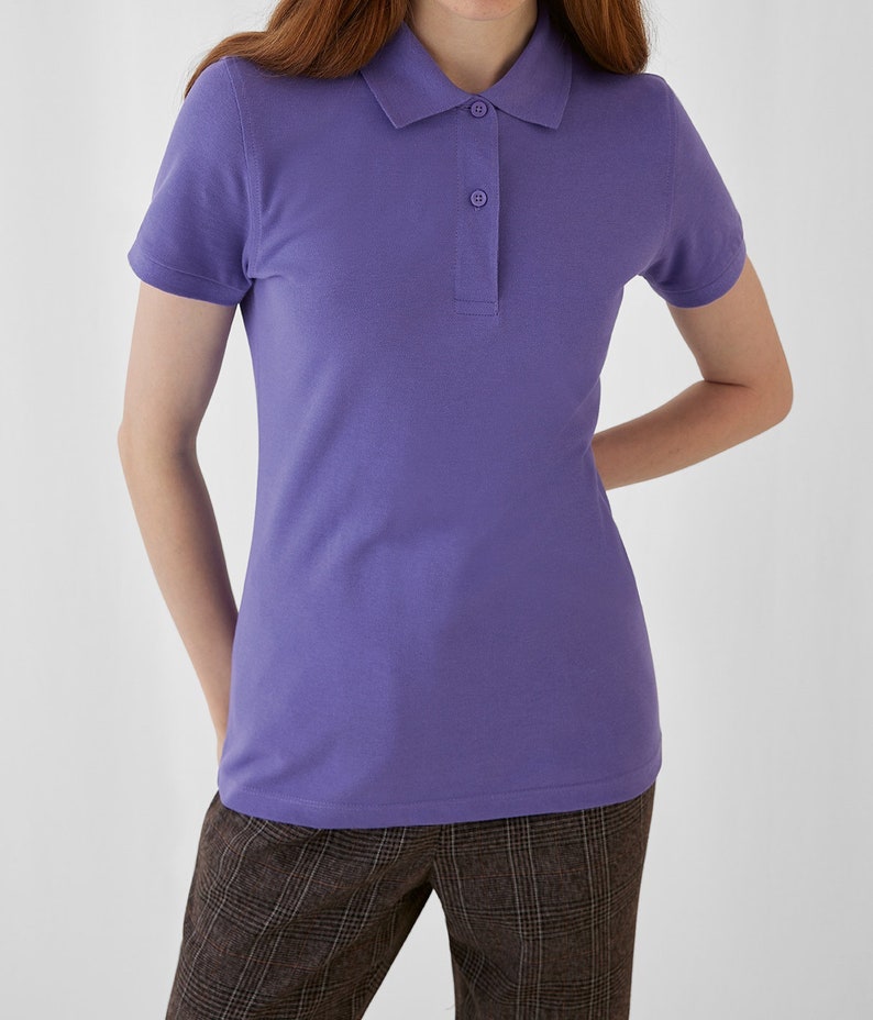 Blanko-Poloshirts für Damen aus Bio-Baumwolle, Größe XSXXL Lilac