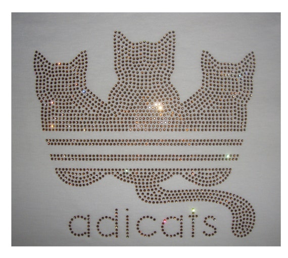 Adicats Cat Rhinestone T-shirt, Cat Shirt, Size XS 8XL