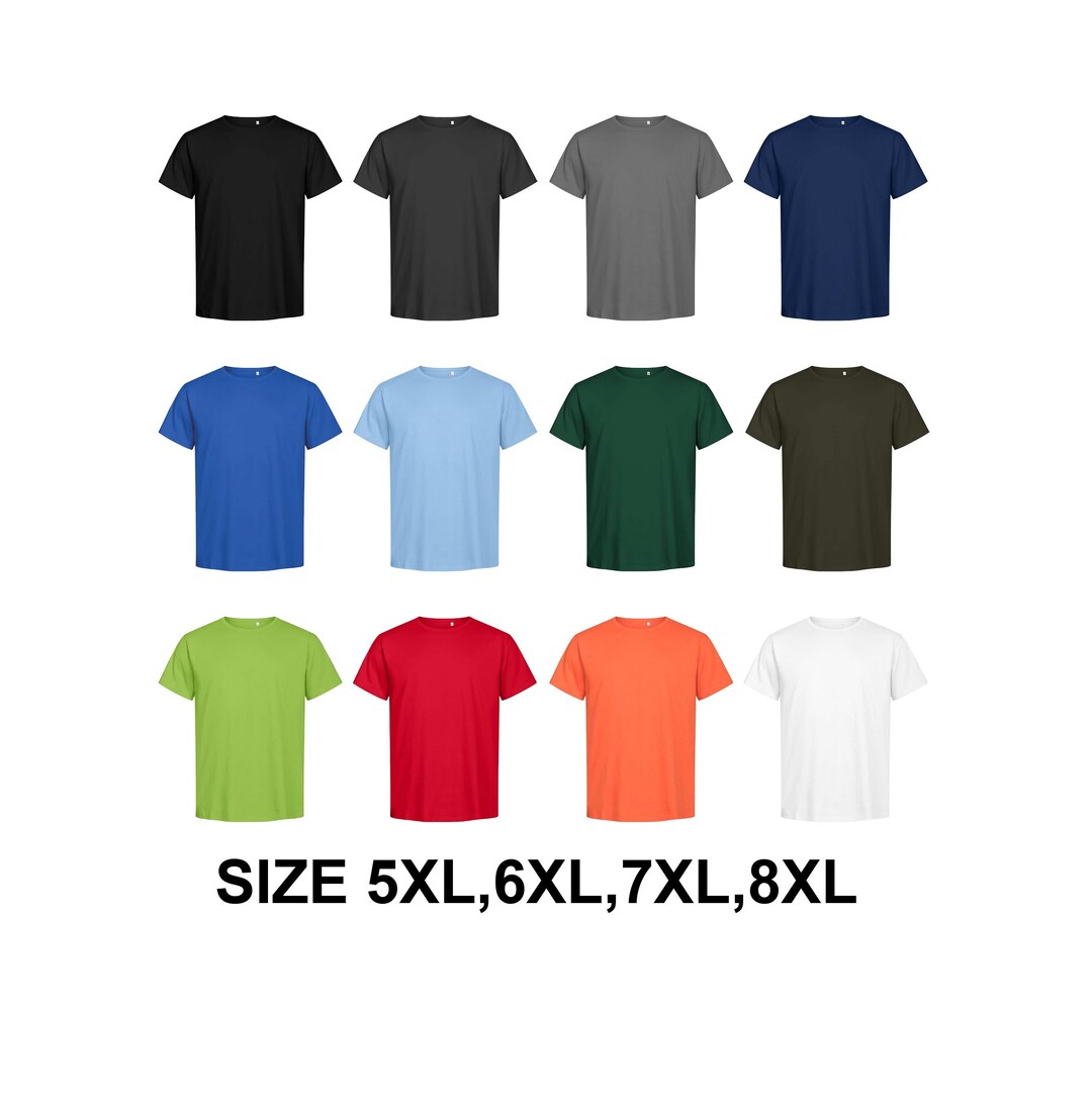 Organic Cotton Mens Blank Tshirts Size 5XL 8XL Etsy