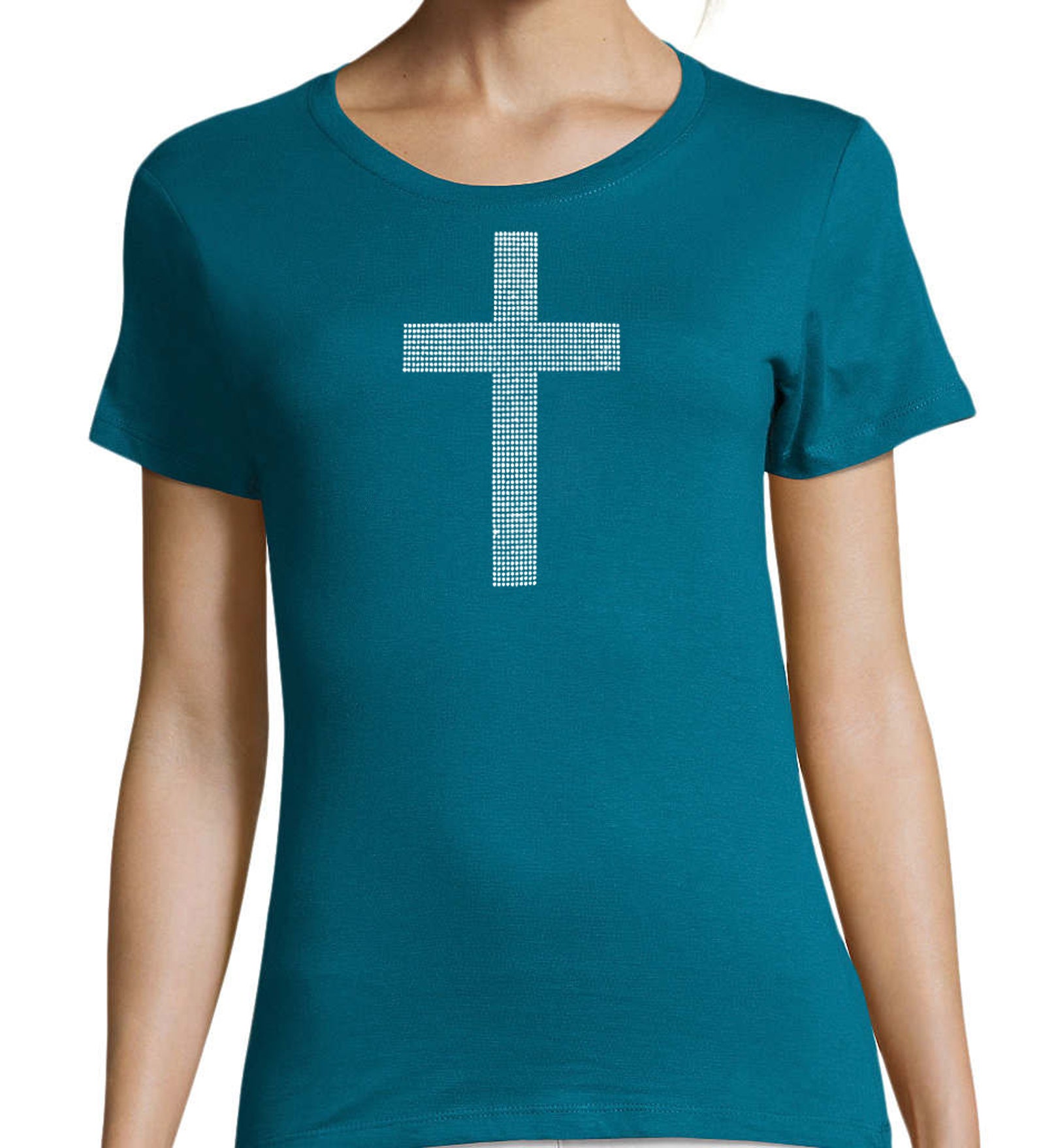 Cross Rhinestone T-shirt | Etsy