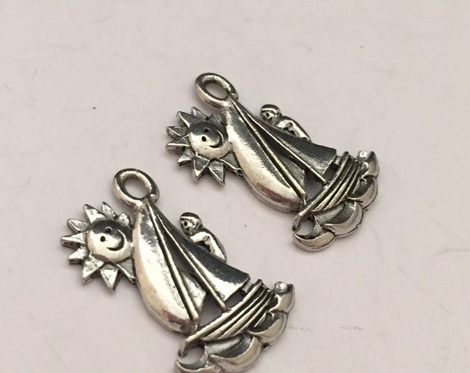 boat charm jewelry supplies 2 pc pewter sail boat scene charm