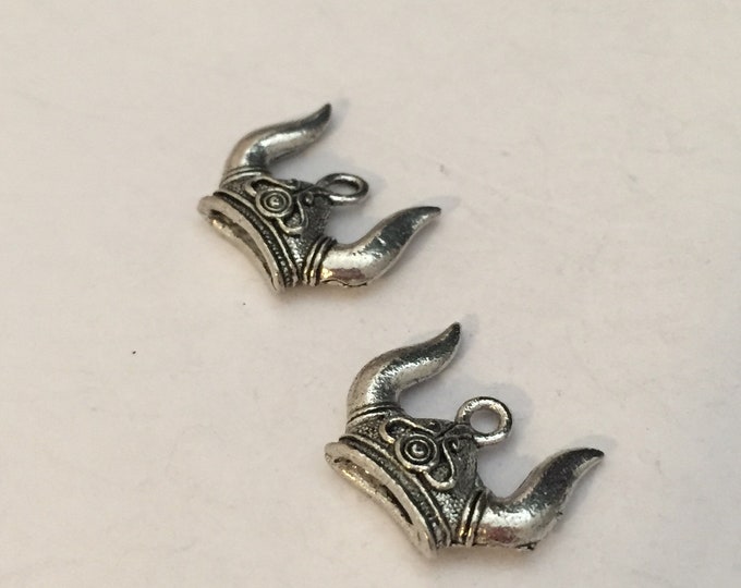 2 pc pewter viking hat charm helmet charm jewelry supplies
