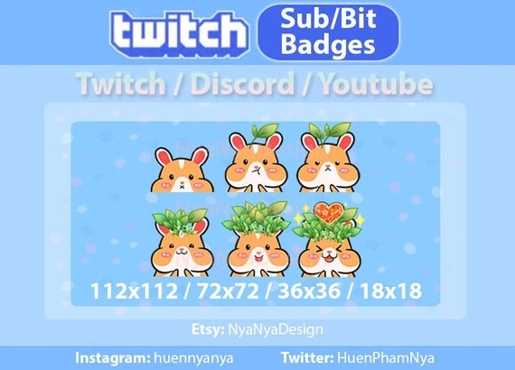 Cute Hamster Sub badges for twitch or stiker