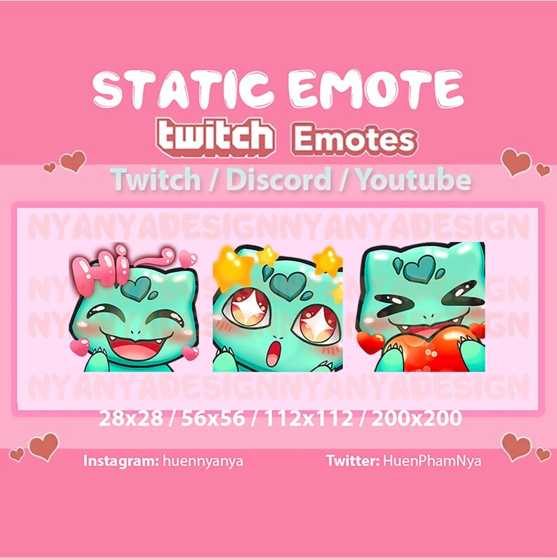 Twitch Static Emote Kawaii Pokemo Emote Bulbasaur Emote Etsy