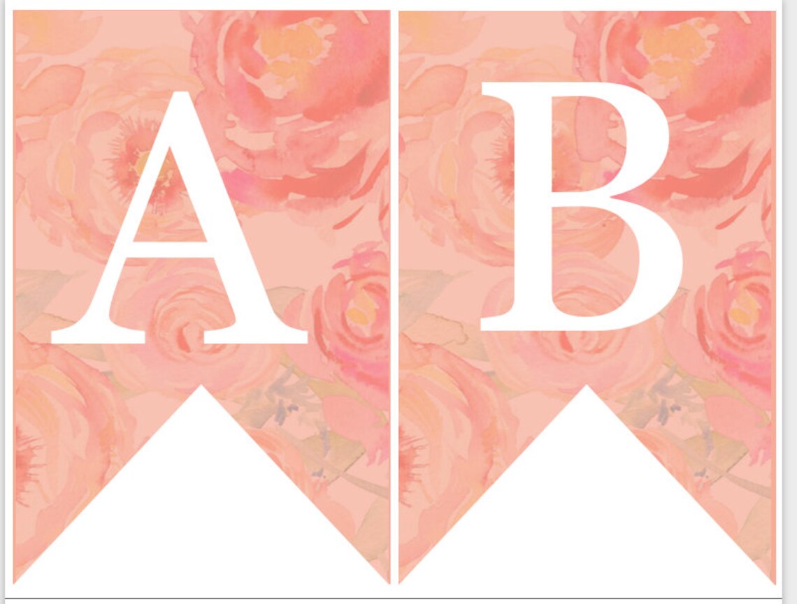 Printable Pennants Pink Floral - Etsy