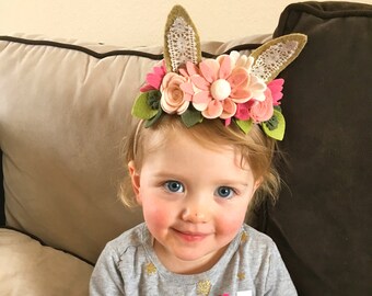 Girls Boys Baby Easter Bunny Ears Headband Hairband Soft Felt Family Egg Hunt