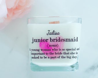 Personalized Junior Bridesmaid Gift | Jr. Bridesmaid Candle | Wedding Candles | Bridesmaid Gift Box