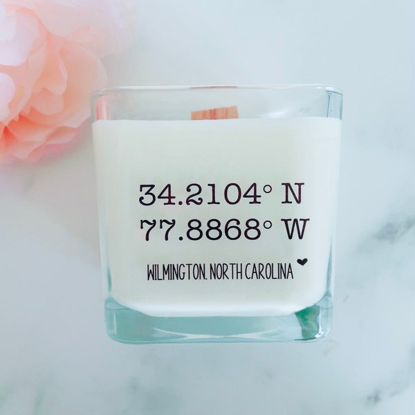 Personalized Location Candle | Personalized Coordinates Gift | Personalized Latitude and Longitude Gifts | Wedding Favor Candles