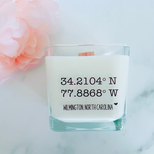 Wilmington North Carolina Candle | Wilmington Coordinates | UNCW Gifts| Beach Candles | Beach Weddings | Wilmington Gifts