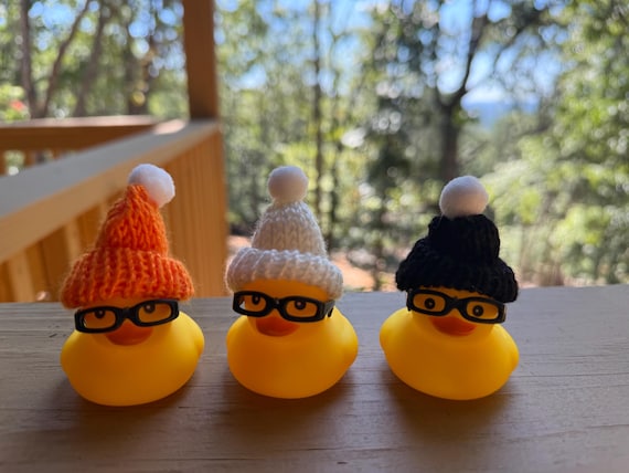 Fall Jeeping Ducks Beanie Rubber Ducks with Glasses