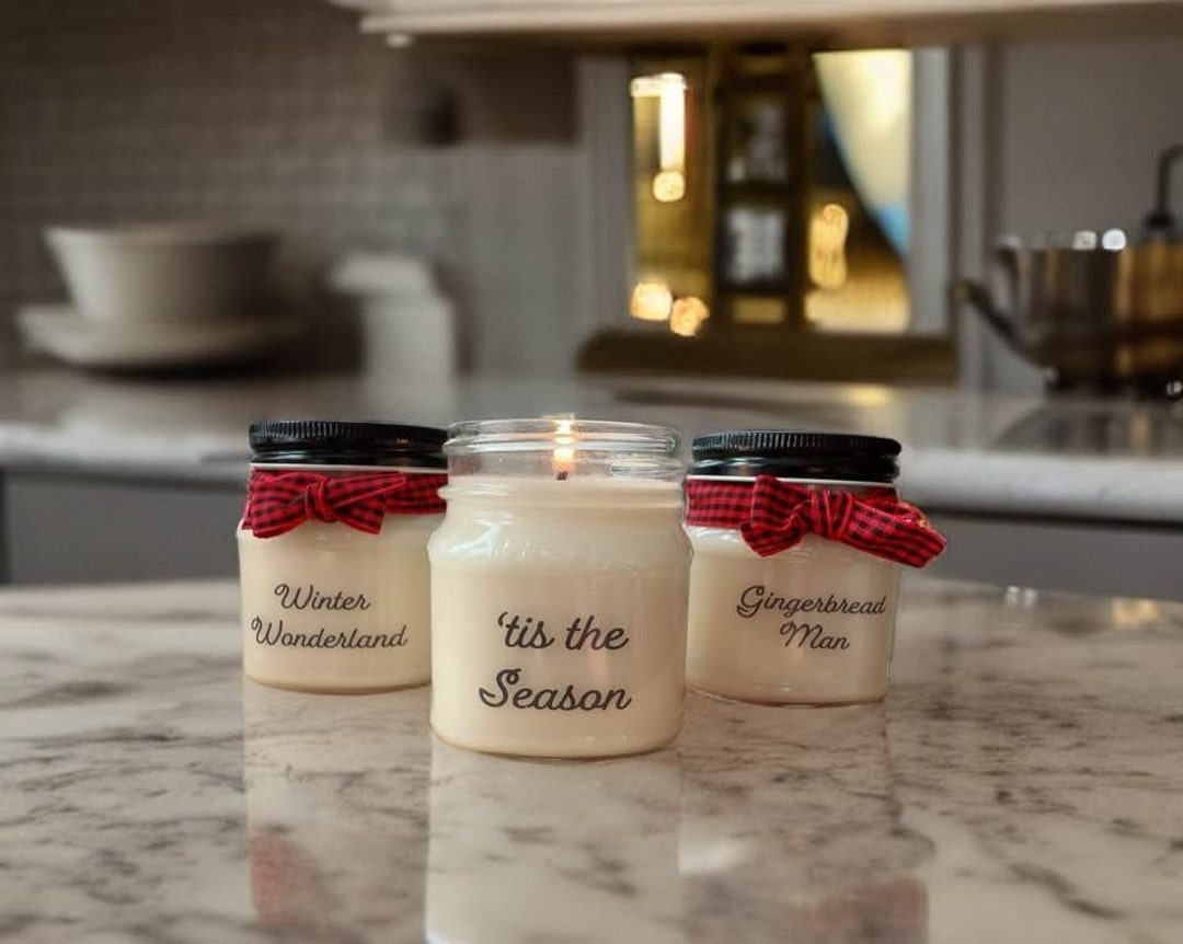3 Piece Holiday Candle Gift Set Christmas Candles Holiday Etsy