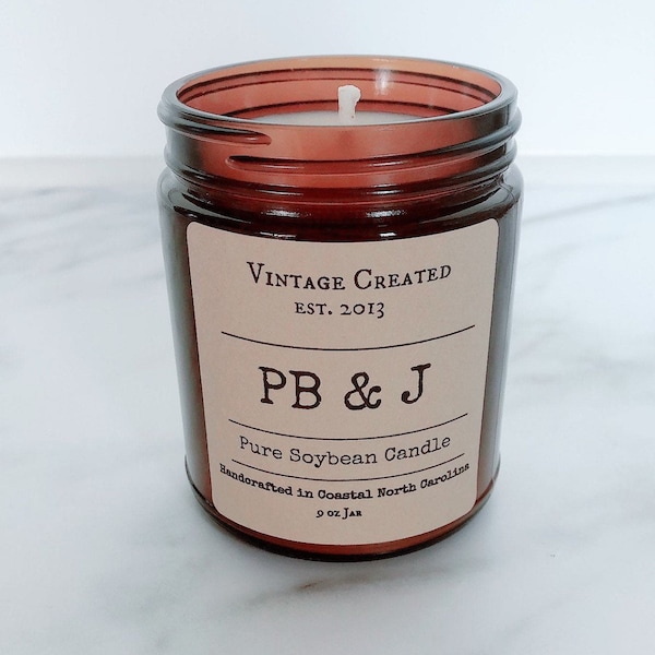 PB & J Soy Candle | Peanut Butter and Jelly Soy Candle | Teacher Thank You Gift | Boyfriend Gifts | Gifts for Him