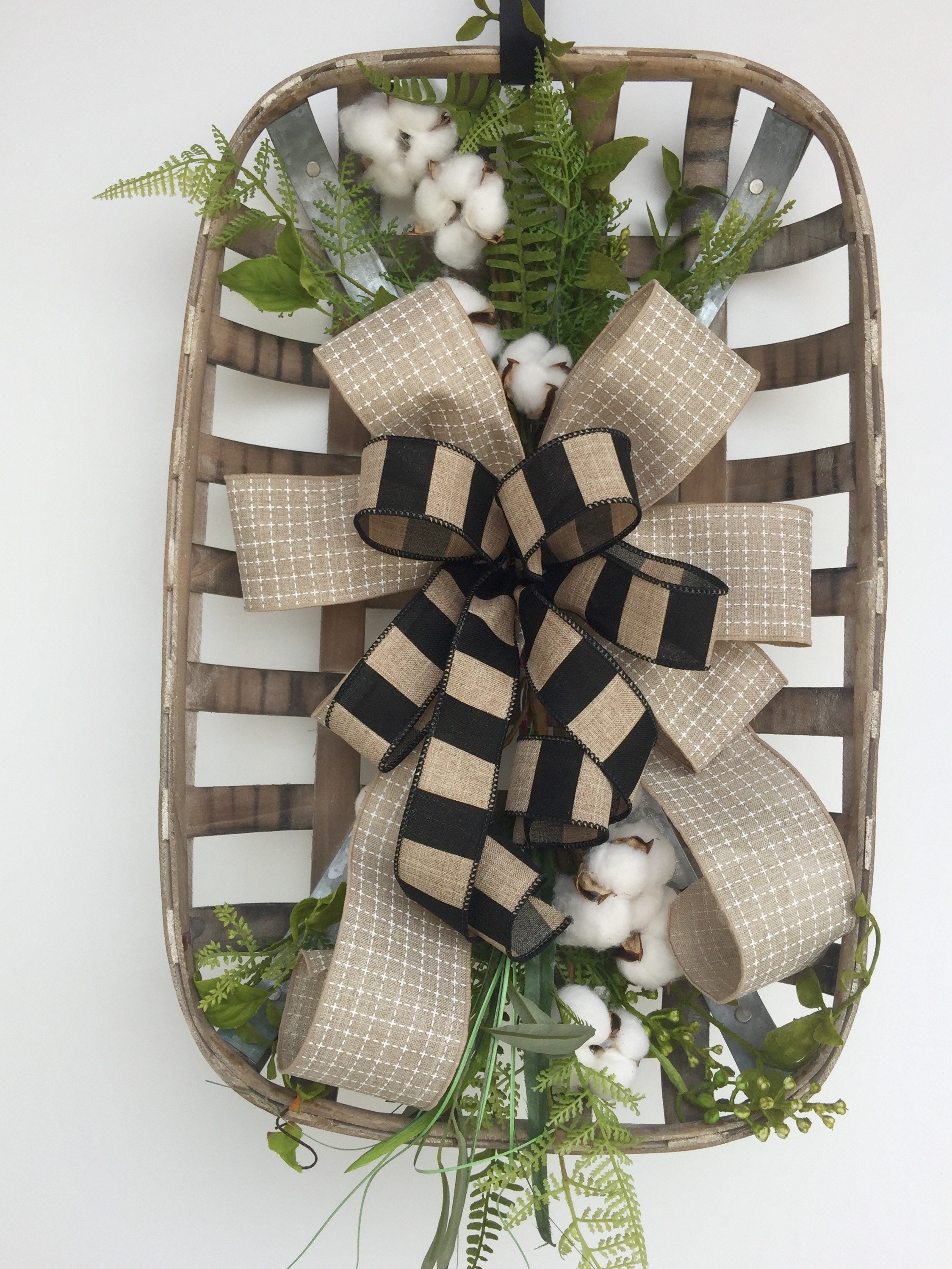 Tobacco Basket Cotton Floral Arrangement Tobacco Basket Wall Etsy