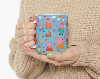 Peppa Pig Ceramic Mug, Kids Drinkware, Colorful Ceramic Cup for Toddlers, Fun Gift for Birthdays, Party Favors, Family Events