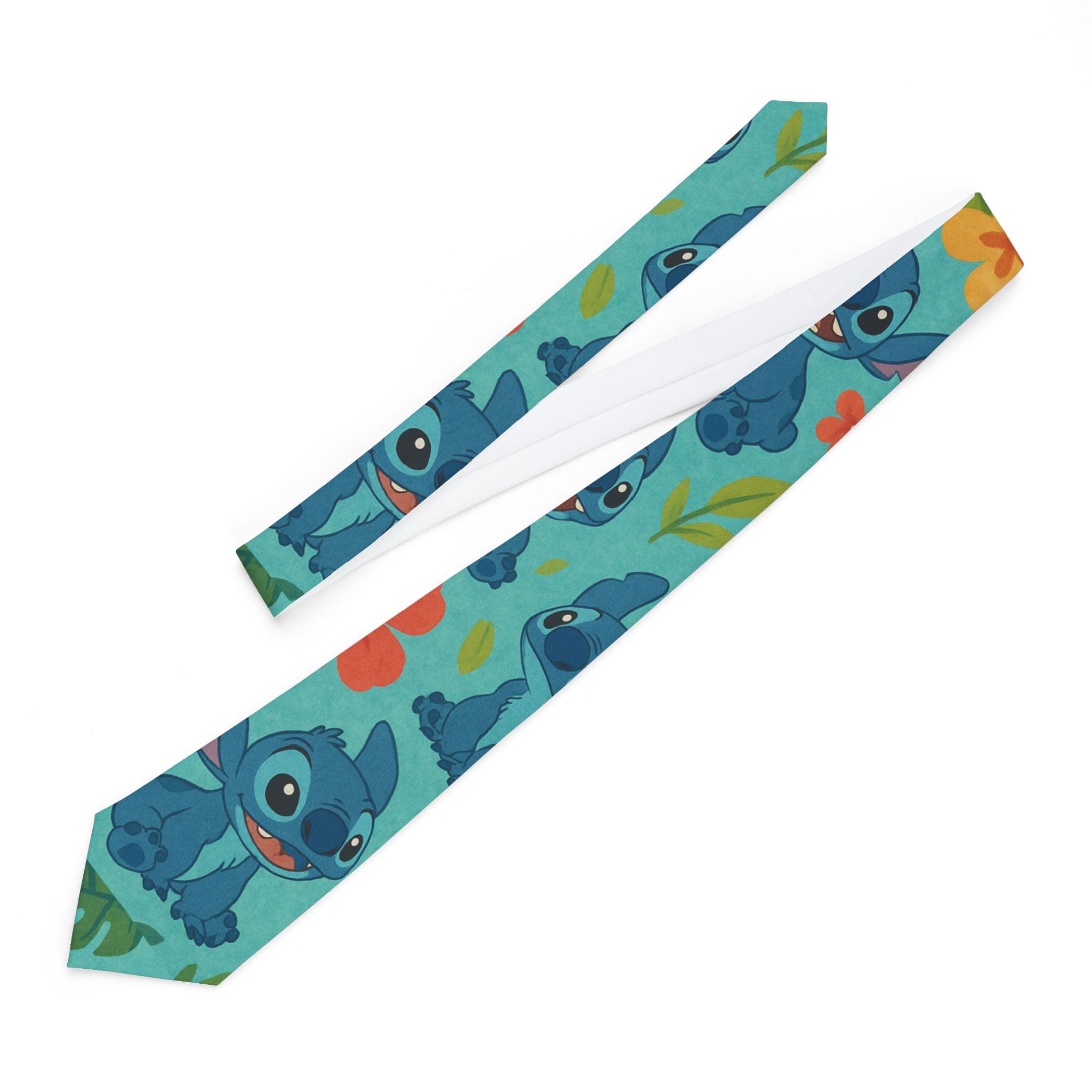 Necktie, Lilo and Stitch Inspired Design, Hawaiian Ohana Theme, Tropical Print Mens Accessory, Hidden Movie Character Print, Aloha Party