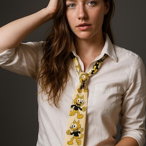 Playful Cat Necktie, Fun Cartoon Tie for Cat Lovers, Quirky Ties for Parties, Unique Gift for Men, Stylish Accessories
