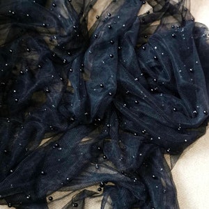 Black Pearl soft tulle lace net fabric 60” wide price 1 yard
