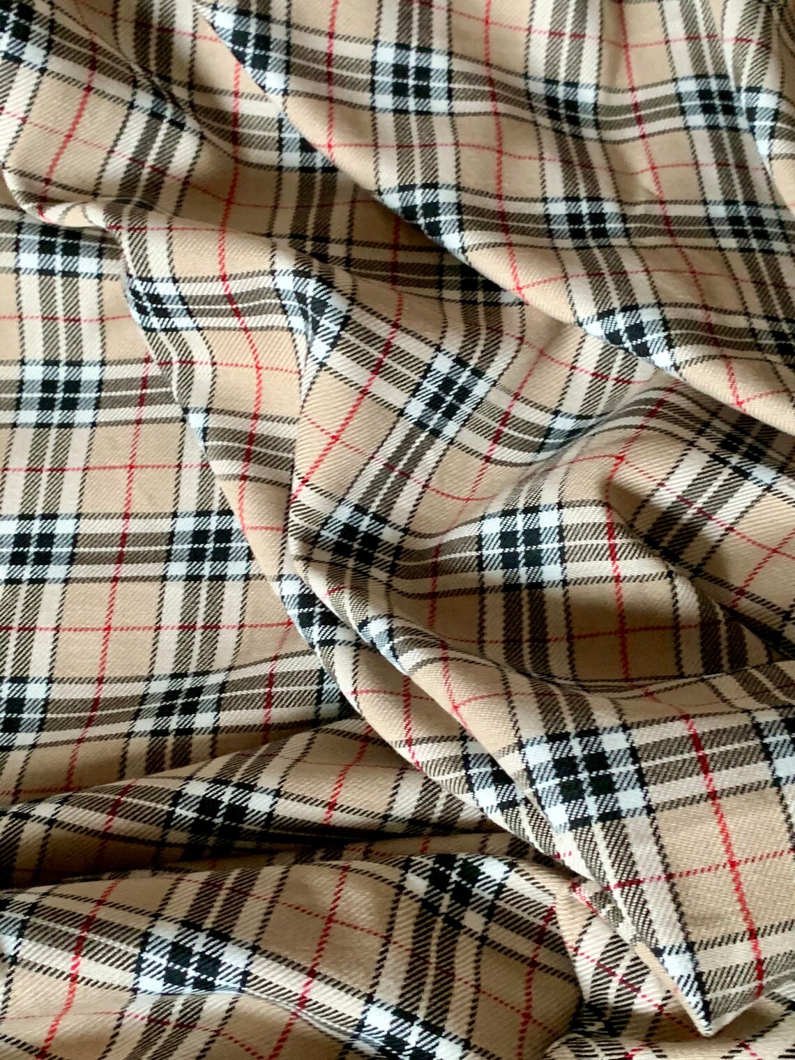 Burberry beige Poly viscose tartan check plaid suiting fabric Etsy