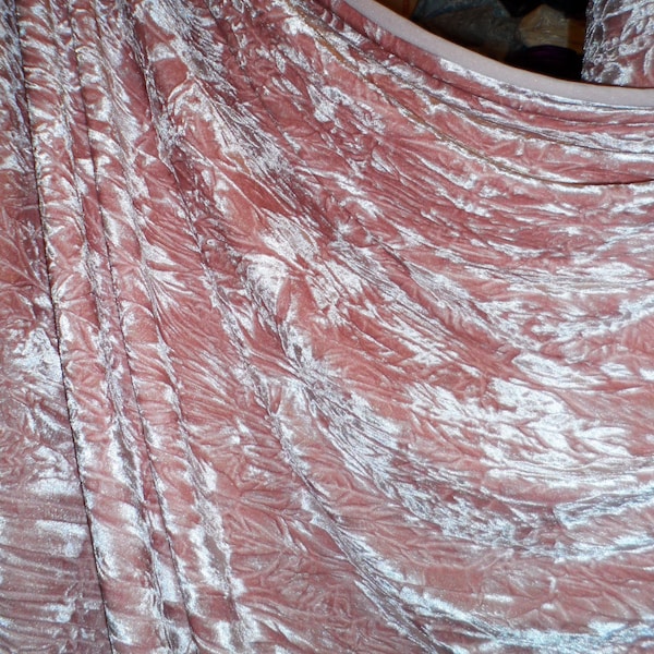 Blush pink ice crush stretch velvet fabric 58” wide price 1 yard