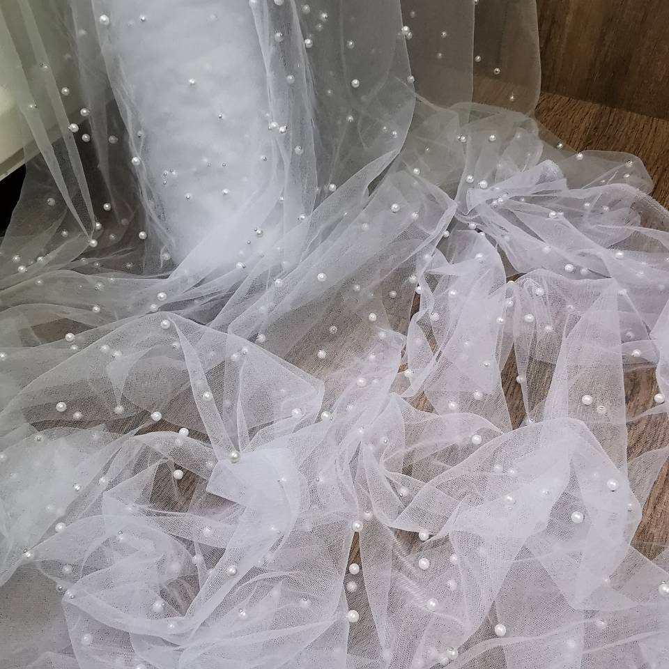 White Pearl Soft Tulle Lace Net Fabric 60 Wide Price 1 Yard 
