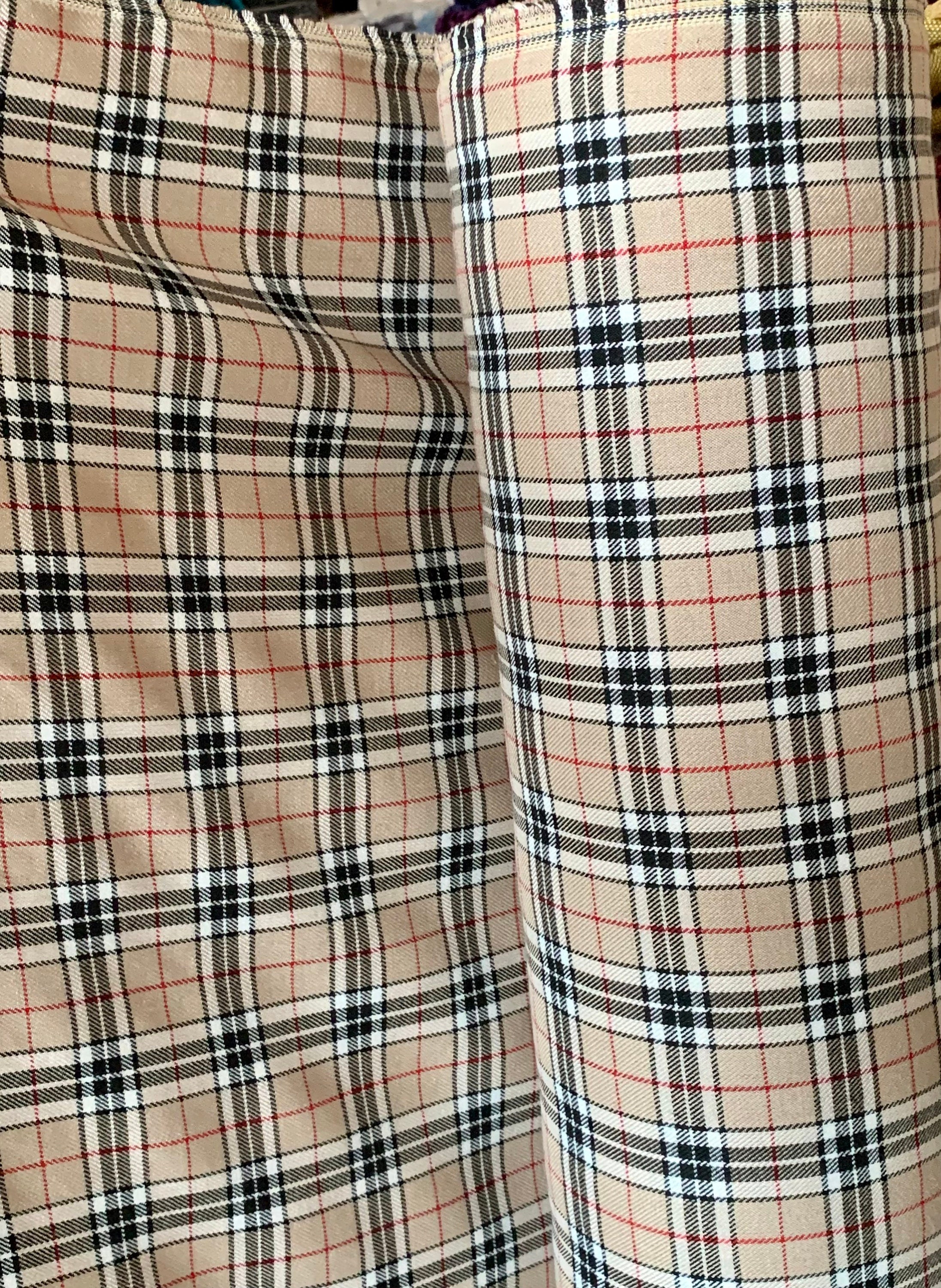 Burberry beige Poly viscose tartan check plaid suiting fabric | Etsy