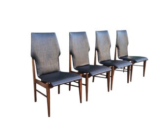 Vintage 1960s Mid Century Lane "First Edition" Walnut Dining Chairs High Back Chairs Dinner Chairs
