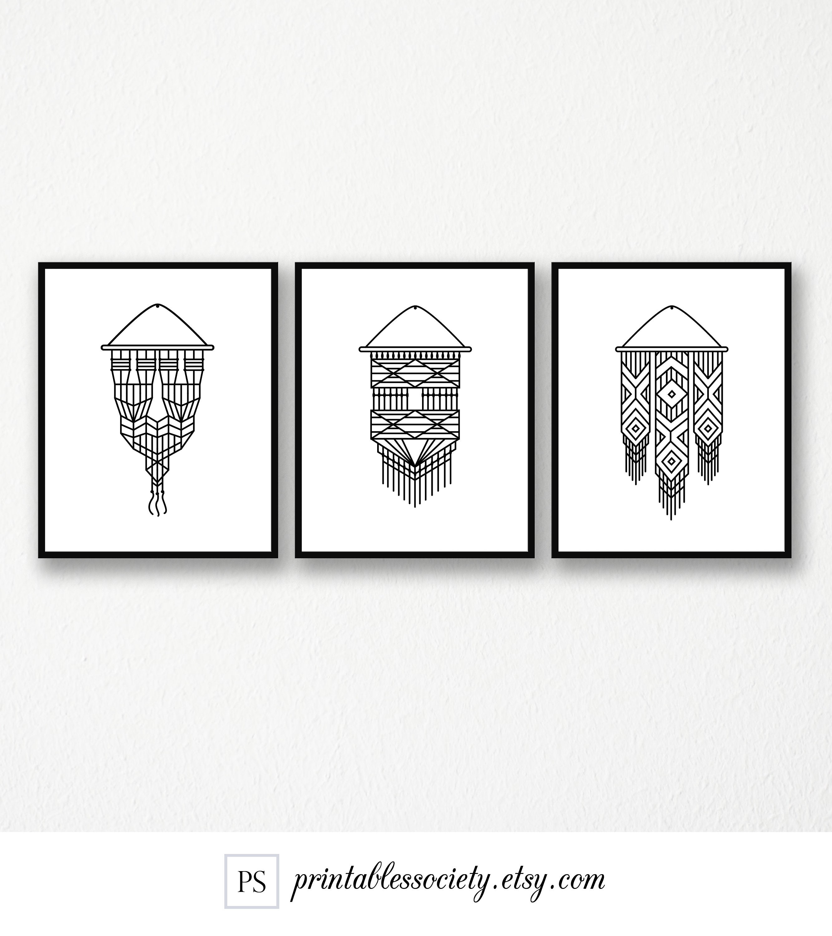Macrame Wall Hanging/Set of 3 Wall Art/Modern Macrame Etsy