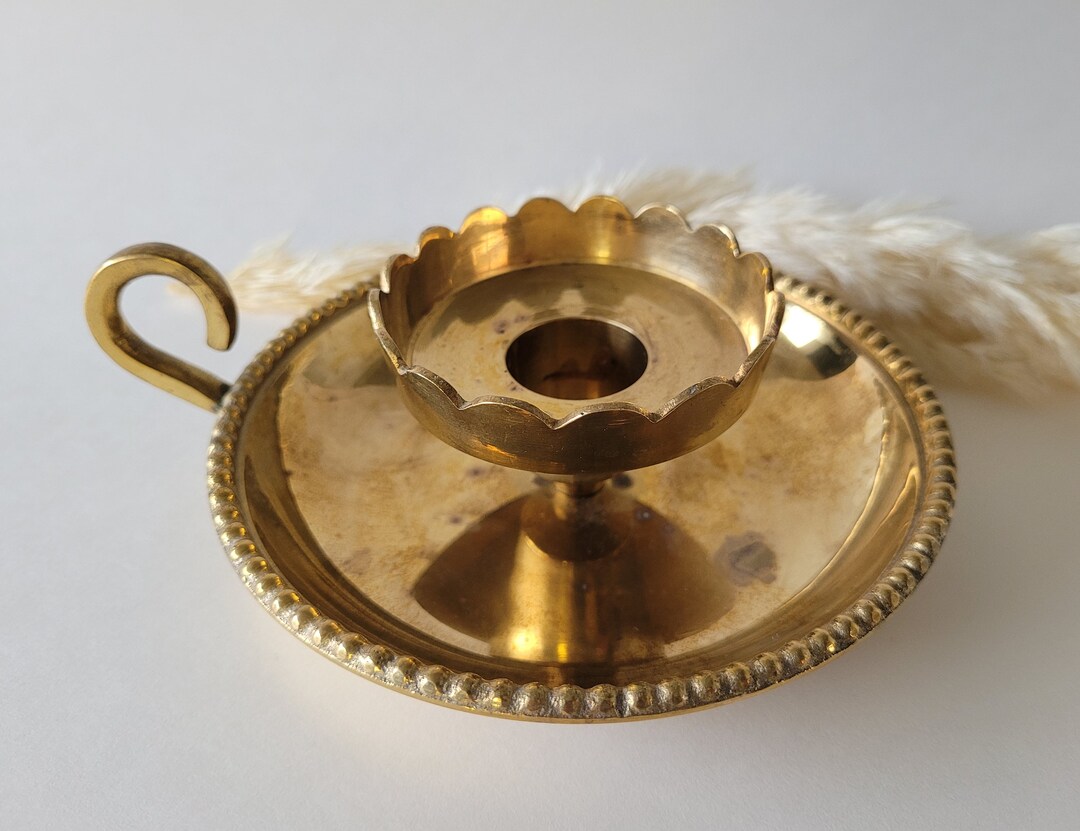 Fingerloop Vintage Brass Candlestick Holder / Short Brass Etsy
