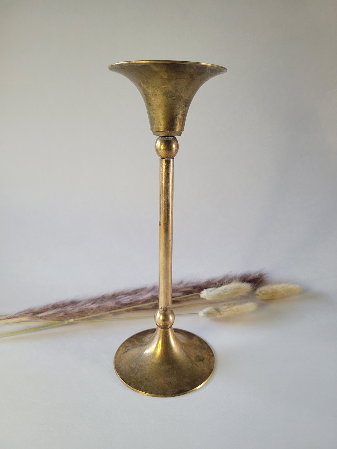Tall Thin Vintage Brass Candlesticks Etsy