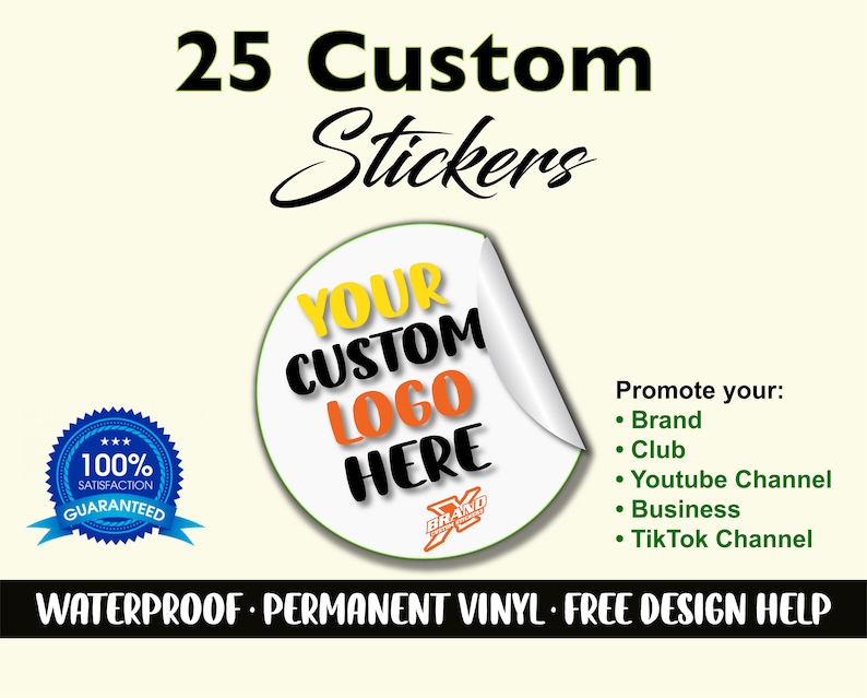 25 Custom Die Cut Vinyl Stickers Pack Your Custom Vinyl Etsy