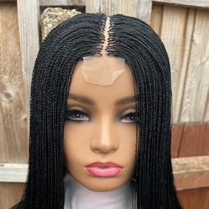 Trimmed Twisted Braided Wig: Color 1 Xpression, 4x2 Lace Closure
