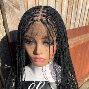 Sister Locs Dreads Wig: Kanekalon Hair, 13x6 Frontal Lace , Color 1