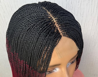 Ombre Twist Braided Wig: Shoulder Length Color 1/BG