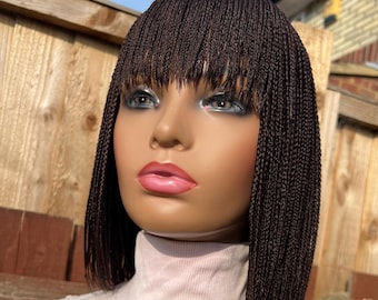 Short Braided Wig with Bangs: Color 33 Everyday Wig