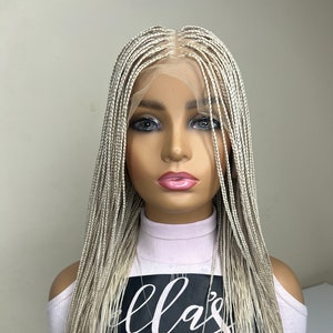 READY TO SHIP Off White Knotless Small Box Braided Wig Long Wig Full Lace Box Braids