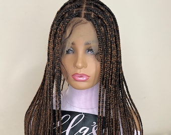 KLAAR VOOR VERZENDING Mix bruine knooploze gevlochten pruik full Lace Box Braids