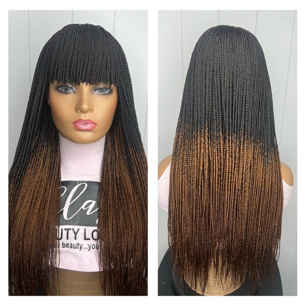 READY TO SHIP Ombre Braided wig with bangs fringe