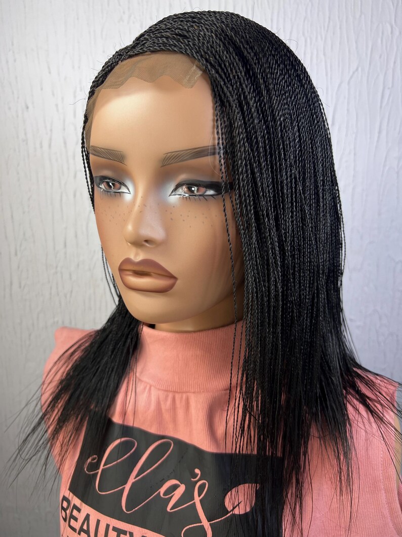 Micro Twisted Braid Wig, Shoulder Length, Color 2 on a 4x4 Closure - Etsy