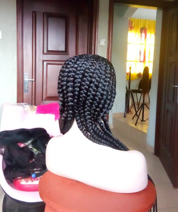 Big Cornrowed Wig Box Braids Wig Senegalese Twist Faux Locs Etsy