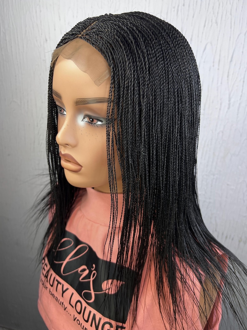 Micro Twisted Braid Wig, Shoulder Length, Color 2 on a 4x4 Closure - Etsy