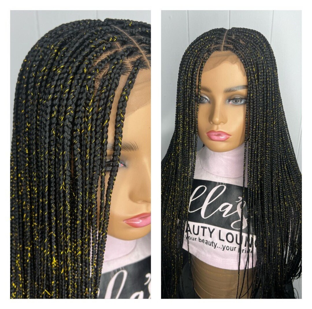 READY TO SHIP Shinny Gold Tinsel Box Braids Wig Etsy